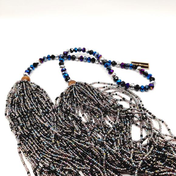 Vintage Joan Rivers Multistrand Purple Blue Silver Beaded Necklace - Picture 11 of 11